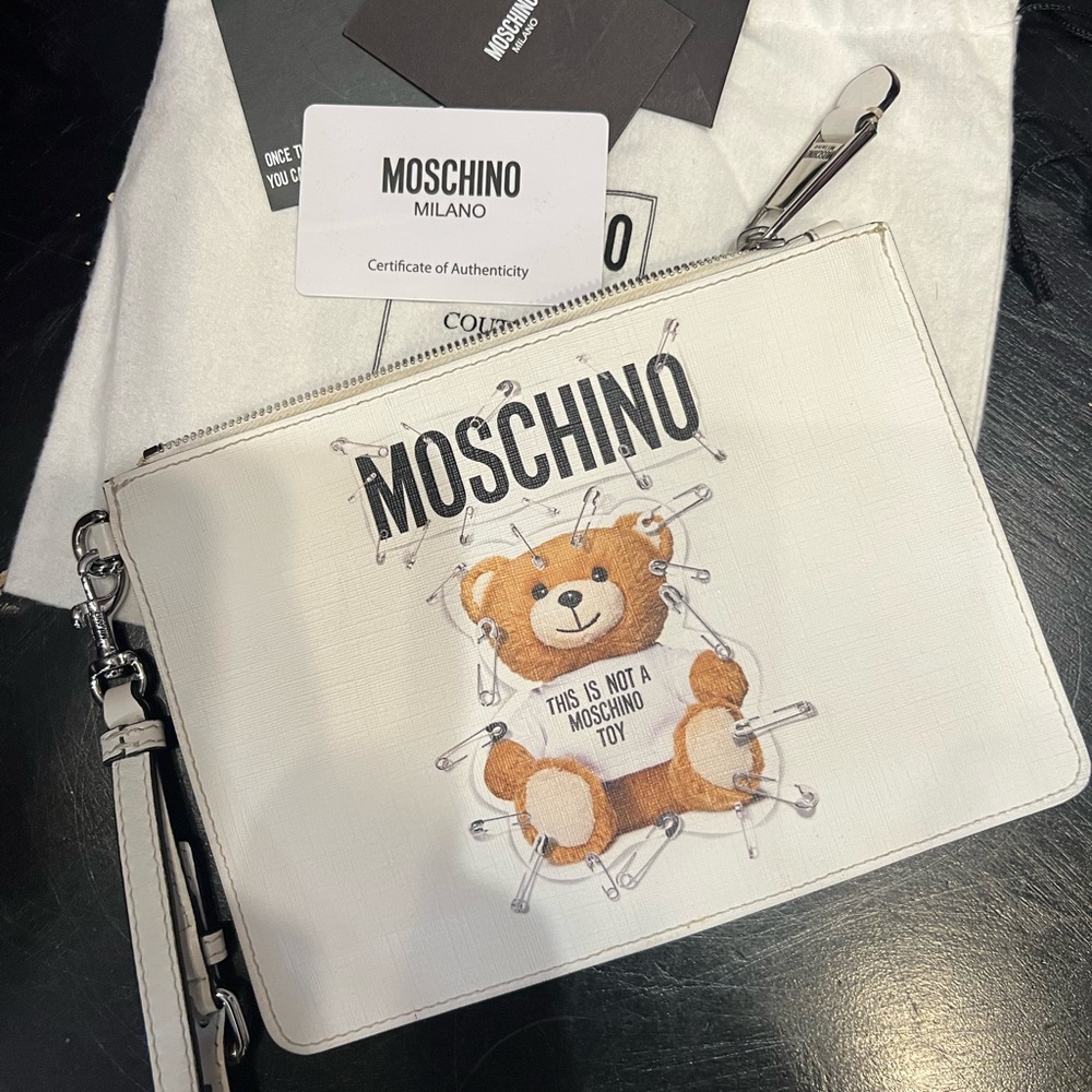 Moschino White Teddy Bear Clutch